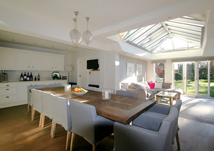 Kitchen Room adjoining Living Space in Orangery in Beaconsfield Bucks
